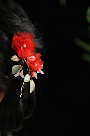 Silk Embossed Flower Hanfu Headdress - Ultra-Fairy U-Shaped Hairpin Hair Accessory for Classical Temperament, Elegant Design