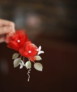 Silk Embossed Flower Hanfu Headdress - Ultra-Fairy U-Shaped Hairpin Hair Accessory for Classical Temperament, Elegant Design