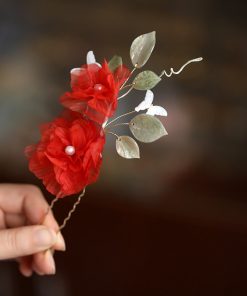 Silk Embossed Flower Hanfu Headdress - Ultra-Fairy U-Shaped Hairpin Hair Accessory for Classical Temperament, Elegant Design