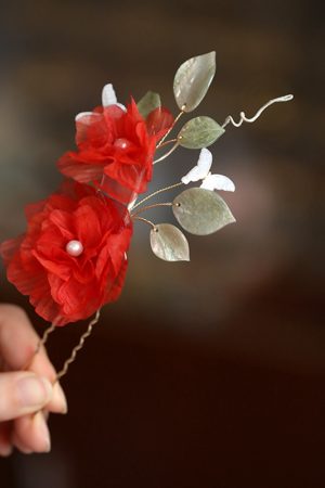 Silk Embossed Flower Hanfu Headdress - Ultra-Fairy U-Shaped Hairpin Hair Accessory for Classical Temperament, Elegant Design
