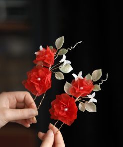 Silk Embossed Flower Hanfu Headdress - Ultra-Fairy U-Shaped Hairpin Hair Accessory for Classical Temperament, Elegant Design