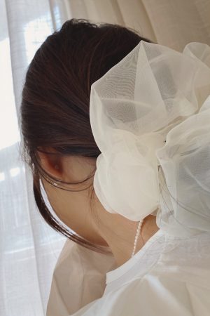 Silk Scrunchie with Retro French Minimalist Design - Stylish Hair Accessory Inspired by Y2K Aesthetics