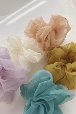 Silk Scrunchie with Retro French Minimalist Design - Stylish Hair Accessory Inspired by Y2K Aesthetics