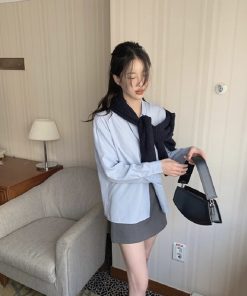 Silky Minimalist Loose Silhouette Shirt - High-End Feel Korean Style Top for Effortless Chic Fashion