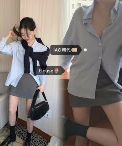 Silky Minimalist Loose Silhouette Shirt - High-End Feel Korean Style Top for Effortless Chic Fashion