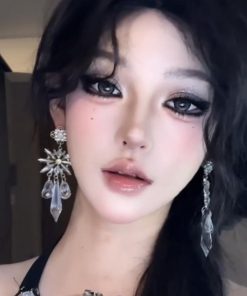 Silver Crystal Flower Long Tassel Water Drop Dangle Earrings - Elegant Luxury Studs for Women - High-End Fashion Statement