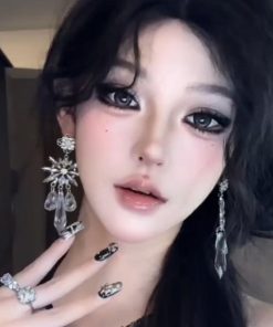 Silver Crystal Flower Long Tassel Water Drop Dangle Earrings - Elegant Luxury Studs for Women - High-End Fashion Statement