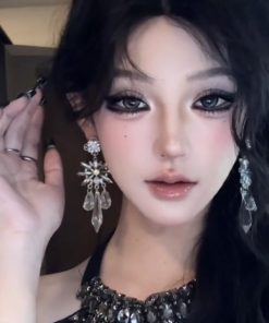 Silver Crystal Flower Long Tassel Water Drop Dangle Earrings - Elegant Luxury Studs for Women - High-End Fashion Statement