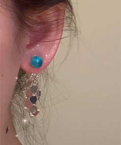 Silver Heart Sequined Tassel Earrings - Elegant Minimalist Two-Way Wear Studs for Round & Square Face Shapes, Ideal for Y2K Style