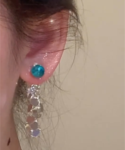 Silver Heart Sequined Tassel Earrings - Elegant Minimalist Two-Way Wear Studs for Round & Square Face Shapes, Ideal for Y2K Style