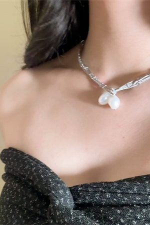 Silver Lace Chain Wrapped Necklace - Minimalist Long Layered Pearl Collar Chain for Elegant Style