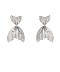 Silver Mermaid Tail Earrings for Women - Trendy 2025 Design, Unique Ear Accessories, Niche Incense Plate Ear Clips