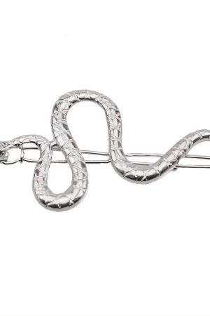 Silver Snake-Shaped Hair Clip for Women - Retro European American Style Minimalist Side Pin, Versatile Trendy Hair Accessory