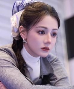 Silver Square Scarf Hair Tie for Women, Blue Striped Hair Band, Korean Style Low Ponytail Accessory, Fashion Hair Rope