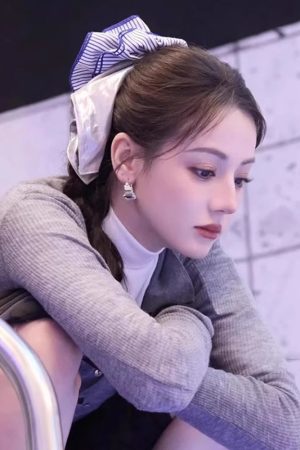 Silver Square Scarf Hair Tie for Women, Blue Striped Hair Band, Korean Style Low Ponytail Accessory, Fashion Hair Rope