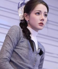 Silver Square Scarf Hair Tie for Women, Blue Striped Hair Band, Korean Style Low Ponytail Accessory, Fashion Hair Rope