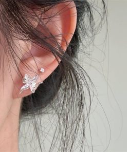 Silver-White Iris Flower Earrings for Women - Elegant Minimalist Light Luxury Design, Perfect for Commuting and Everyday Wear