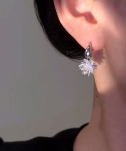 Silver-White Spike Crystal Drop Earrings for Women - Luxury High-End Design, Versatile Fashion Accessory, 2025 Trend