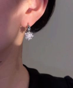 Silver-White Spike Crystal Drop Earrings for Women - Luxury High-End Design, Versatile Fashion Accessory, 2025 Trend