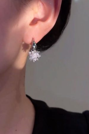 Silver-White Spike Crystal Drop Earrings for Women - Luxury High-End Design, Versatile Fashion Accessory, 2025 Trend