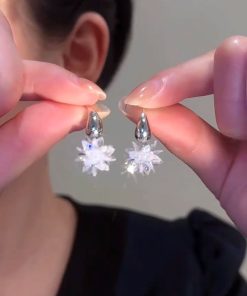 Silver-White Spike Crystal Drop Earrings for Women - Luxury High-End Design, Versatile Fashion Accessory, 2025 Trend