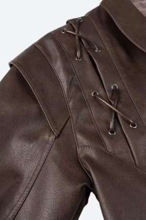 Simple Clothing Ideas, Cozy Korean Outfit - Asymmetric Faux Leather Jacket