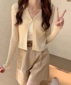 Simple Clothing Ideas, Cute Outfits For Blondes - Soft Girl One Button Cardigan