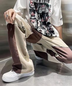 Simple Outfits For College, Fall Dress With Jacket Outfit - Y2K Patchwork Pants