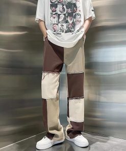 Simple Outfits For College, Fall Dress With Jacket Outfit - Y2K Patchwork Pants