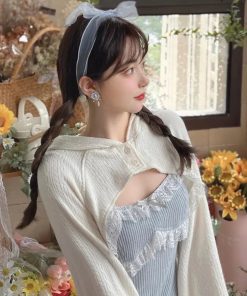 Simple Outfits For School, Mode Zara - Kawaii Mini Dress & Crop Cardigan Two Piece Set