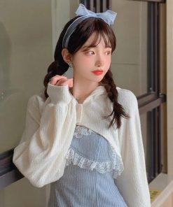 Simple Outfits For School, Mode Zara - Kawaii Mini Dress & Crop Cardigan Two Piece Set