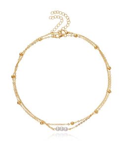 Simple Pearl Pendant Bead Chain Necklace Set - Versatile Alloy Women's Jewelry, Perfect for Everyday Wear