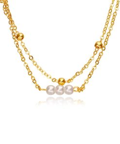 Simple Pearl Pendant Bead Chain Necklace Set - Versatile Alloy Women's Jewelry, Perfect for Everyday Wear