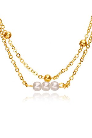 Simple Pearl Pendant Bead Chain Necklace Set - Versatile Alloy Women's Jewelry, Perfect for Everyday Wear