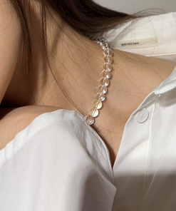 Simple Transparent White Crystal Necklace - Versatile Summer Fashion with Positive Energy - Korean Style Jewelry