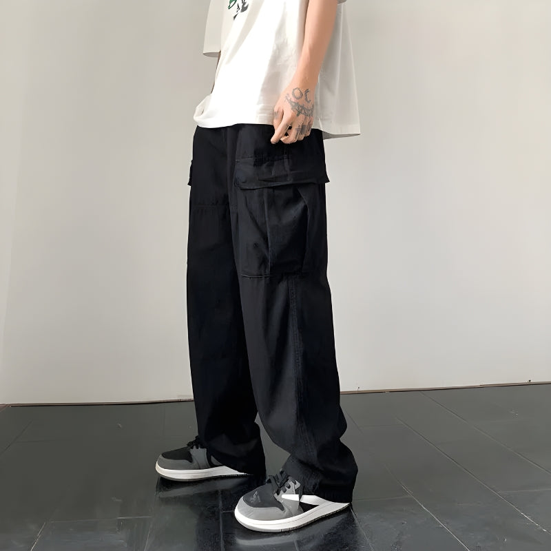 Simple Trendy Outfits, Swaggy Outfits - Side Belt Detailed Baggy Cargo Pants Simple Trendy Outfits, Swaggy Outfits - Side Belt Detailed Baggy Cargo Pants