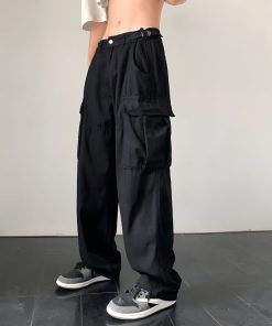 Simple Trendy Outfits, Swaggy Outfits - Side Belt Detailed Baggy Cargo Pants