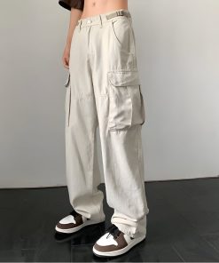 Simple Trendy Outfits, Swaggy Outfits - Side Belt Detailed Baggy Cargo Pants