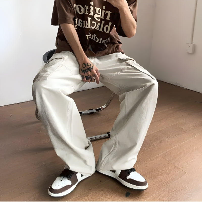 Simple Trendy Outfits, Swaggy Outfits - Side Belt Detailed Baggy Cargo Pants Simple Trendy Outfits, Swaggy Outfits - Side Belt Detailed Baggy Cargo Pants