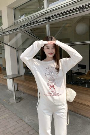 Slanted Shoulder Drawstring Long Sleeve T-Shirt for Women - Lightweight Sun Protection Top, Trendy 2025 Style, Casual Loose Fit