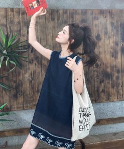 Sleeveless Embroidered Color-Blocking Dress for Women - French Style, 2025 Summer Collection, Elegant Niche Design