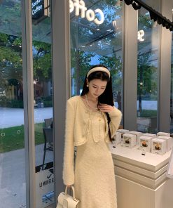 Sleeveless High-End Waist-Cinching Long Dress for Women - Chanel-Style Luxury Fashion, Elegant Evening Look, 90s Inspired