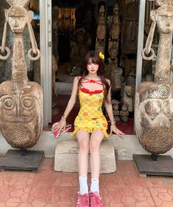 Sleeveless Summer Bodycon Dress for Women - Waist-Cinching Slim Fit Short Skirt for Beach Vacation Style