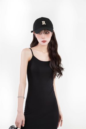 Slim Fit Bodycon Gray Spaghetti Strap Dress with Adjustable Straps - Sexy Hot Girl Long Dress for 90s Y2K Style