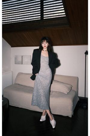 Slim-Fit Fishtail Sweater Dress for Women - Knitted Long Dress with Straps, Perfect for 90s and Y2K Style