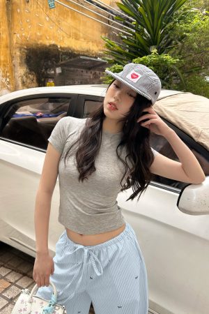 Slim Fit Ice Feel T-Shirt for Women - Summer Small Round Neck with Face Mask Design - Lightweight Tencel Short Sleeve Fashion Top