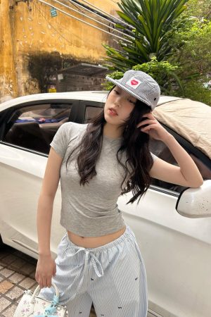Slim Fit Ice Feel T-Shirt for Women - Summer Small Round Neck with Face Mask Design - Lightweight Tencel Short Sleeve Fashion Top