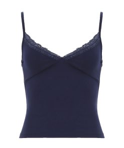 Slim Fit Lace Spliced Camisole Top - Sexy Solid Color Basic Tank for European and American Style, Perfect for Y2K and Everyday Wear