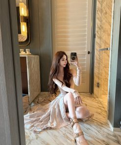 Slim Fit Off-Shoulder Two-Piece Dress Set in Knitted Socialite Style - Supermodel Ballet Inspired Fashion