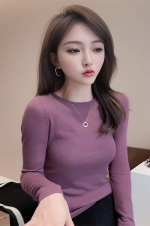 Slim-Fit Sheer Mesh Long Sleeve T-Shirt for Women - Stylish Base Layer Top for Spring and Autumn 2025